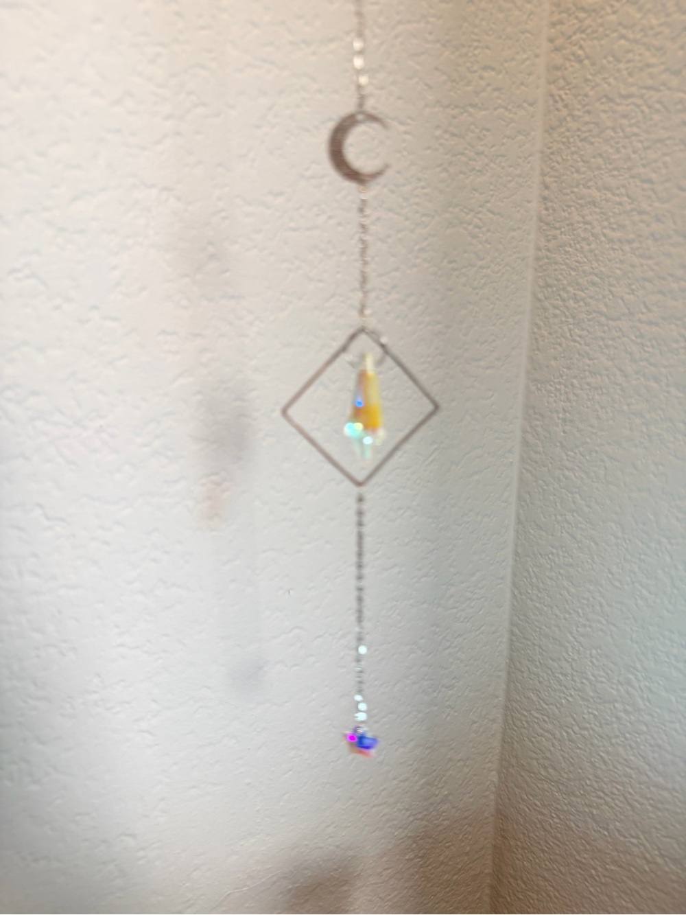 Handmade Yellow Crystal Hanging Suncatcher - Home Art Mixed Media